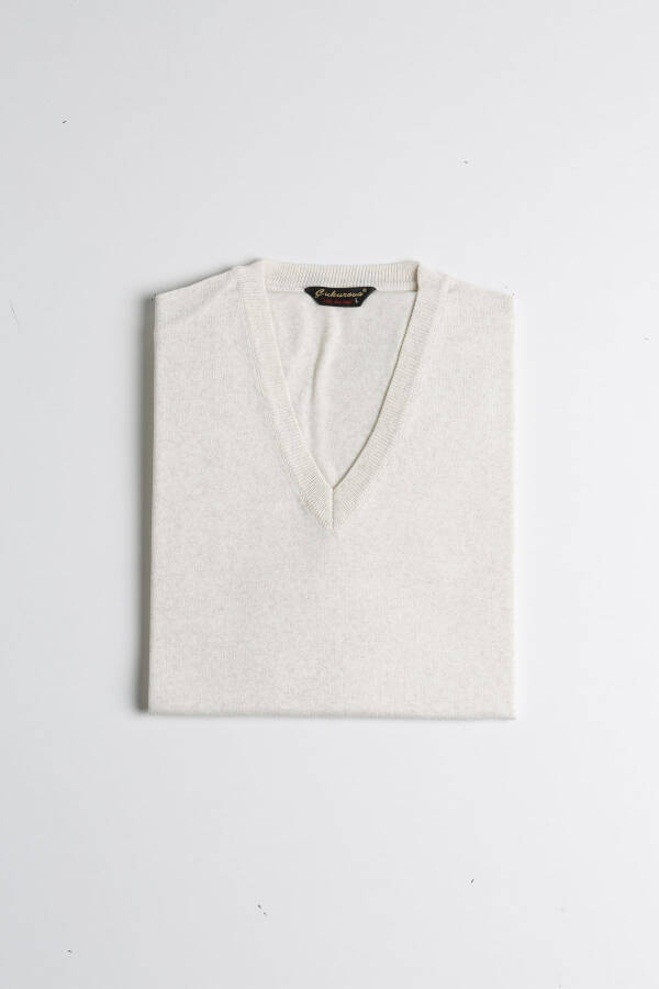 Yünlü Kolsuz Triko Süveter - Taş - Kemik-Taş - 1