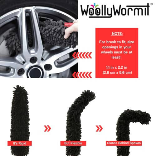 Woollywormit Wheel Cleaning Brush Car Detailing Kit - Rim Brush, Lug Nuts and Wheel Cleaner Brush Car Wash Kit -Tire Brushes for Cleaning Rims - Car Cleaning Supplies and Rim Cleaner Brush Set - 8