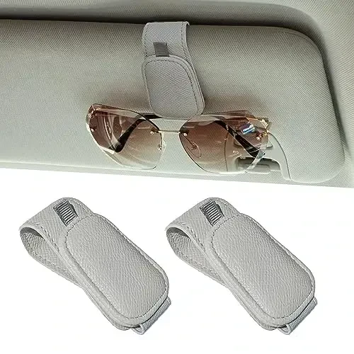 Yuoyar 2 Packs Magnetic Sunglass Holder for Car Visor - Sunglasses Clip for Car Visor Universal Fit for Different Size Eyeglasses - Convenient Interior Car Accessories (2, Grey) - 5