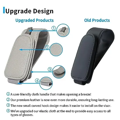 Yuoyar 2 Packs Magnetic Sunglass Holder for Car Visor - Sunglasses Clip for Car Visor Universal Fit for Different Size Eyeglasses - Convenient Interior Car Accessories (2, Grey) - YUOYAR