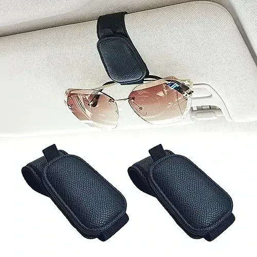 Yuoyar 2 Packs Magnetic Sunglass Holder for Car Visor - Universal Sunglasses Clip for Different Size Eyeglasses - Convenient Interior Car Accessories (Black) - 1