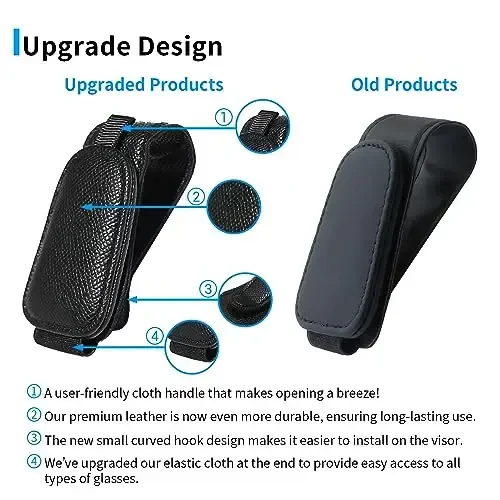 Yuoyar 2 Packs Magnetic Sunglass Holder for Car Visor - Universal Sunglasses Clip for Different Size Eyeglasses - Convenient Interior Car Accessories (Black) - YUOYAR (1)