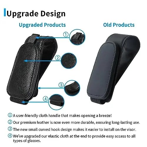 Yuoyar 2 Packs Magnetic Sunglass Holder for Car Visor - Universal Sunglasses Clip for Different Size Eyeglasses - Convenient Interior Car Accessories (Black) - 2