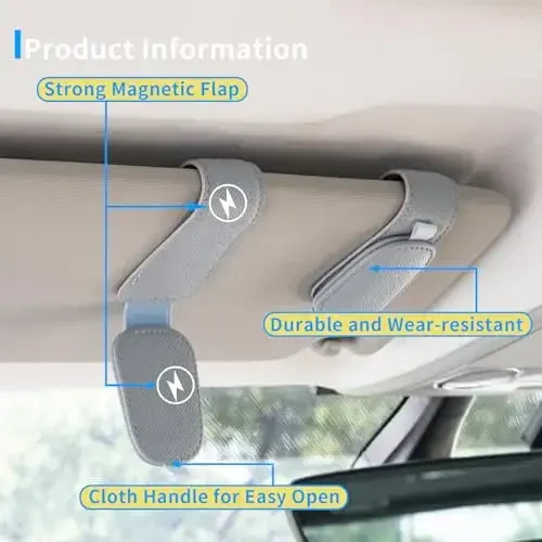 Yuoyar 2 Packs Magnetic Sunglass Holder for Car Visor - Universal Sunglasses Clip for Different Size Eyeglasses - Convenient Interior Car Accessories (Blue) - 4