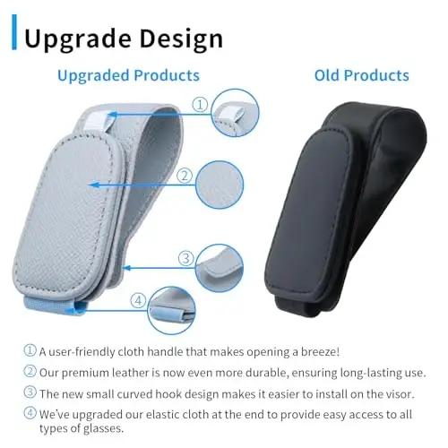 Yuoyar 2 Packs Magnetic Sunglass Holder for Car Visor - Universal Sunglasses Clip for Different Size Eyeglasses - Convenient Interior Car Accessories (Blue) - 2