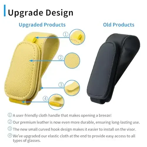 Yuoyar 2 Packs Magnetic Sunglass Holder for Car Visor - Universal Sunglasses Clip for Different Size Eyeglasses - Convenient Interior Car Accessories (Yellow) - YUOYAR (1)