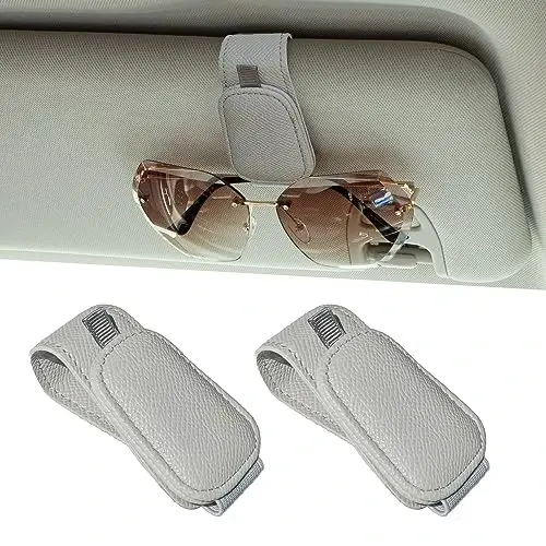 Yuoyar 2 Packs Magnetic Sunglass Holder for Car Visor - Universal Sunglasses Clip for Different Size Eyeglasses - Convenient Interior Car Accessories (Grey) - 5