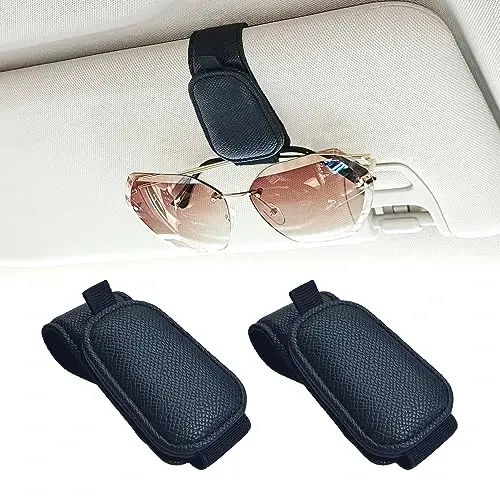 Yuoyar 2 Packs Magnetic Sunglass Holder for Car Visor - Universal Sunglasses Clip for Different Size Eyeglasses - Convenient Interior Car Accessories (Black) - 1