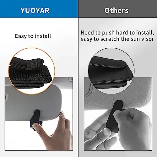 Yuoyar 2 Packs Magnetic Sunglass Holder for Car Visor - Universal Sunglasses Clip for Different Size Eyeglasses - Convenient Interior Car Accessories (Black) - 3