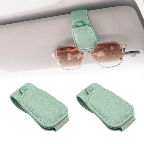 Yuoyar 2 Packs Magnetic Sunglass Holder for Car Visor (Green) | Magnetic Interior Car Accessories - YUOYAR