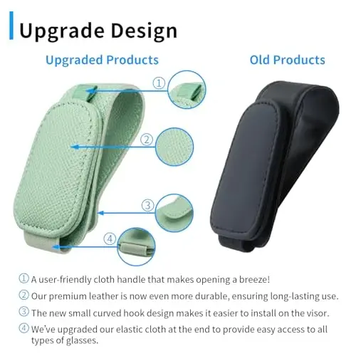 Yuoyar 2 Packs Magnetic Sunglass Holder for Car Visor (Green) | Magnetic Interior Car Accessories - YUOYAR (1)