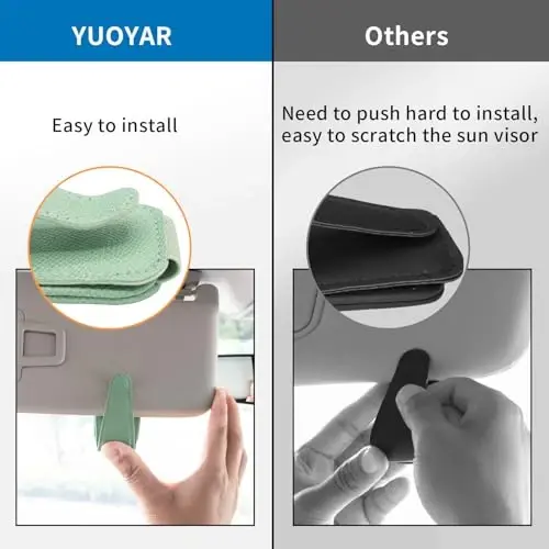 Yuoyar 2 Packs Magnetic Sunglass Holder for Car Visor (Green) | Magnetic Interior Car Accessories - 3