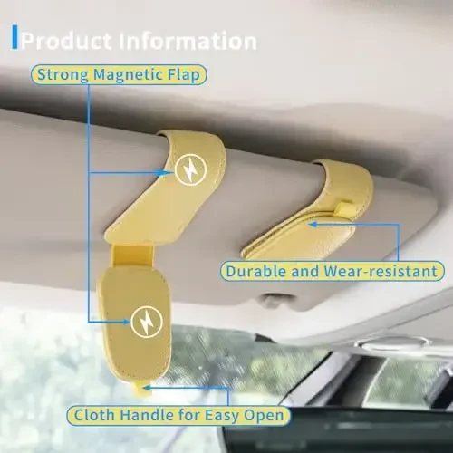 Yuoyar 2 Packs Magnetic Sunglass Holder for Car Visor - Universal Sunglasses Clip for Different Size Eyeglasses - Convenient Interior Car Accessories (Yellow) - 4