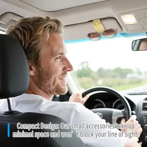 Yuoyar 2 Packs Magnetic Sunglass Holder for Car Visor - Universal Sunglasses Clip for Different Size Eyeglasses - Convenient Interior Car Accessories (Yellow) - 7