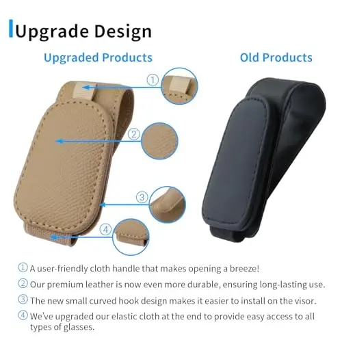 Yuoyar 2 Packs Magnetic Sunglass Holder for Car Visor - Universal Sunglasses Clip for Different Size Eyeglasses - Convenient Interior Car Accessories (Beige) - 2