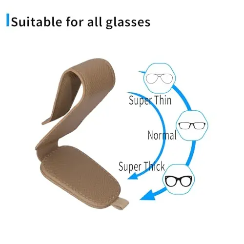 Yuoyar 2 Packs Magnetic Sunglass Holder for Car Visor - Universal Sunglasses Clip for Different Size Eyeglasses - Convenient Interior Car Accessories (Beige) - 5