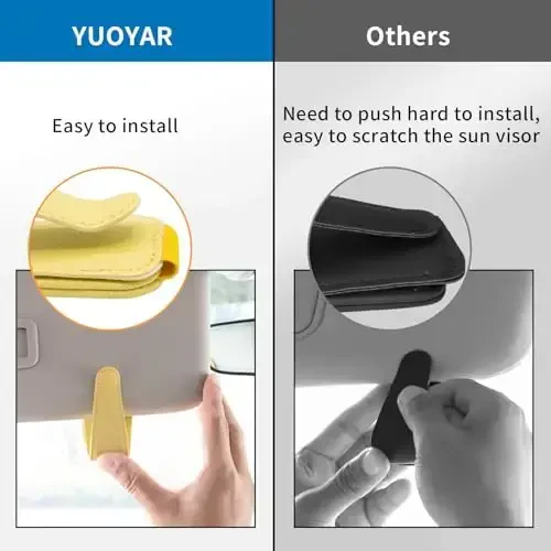 Yuoyar 2 Packs Magnetic Sunglass Holder for Car Visor - Universal Sunglasses Clip for Different Size Eyeglasses - Convenient Interior Car Accessories (Yellow) - 3