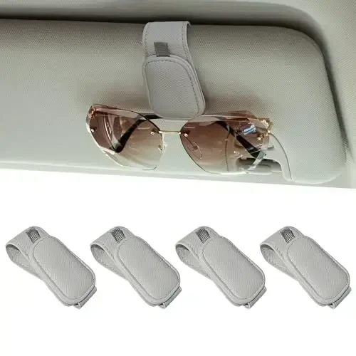 Yuoyar 4 Packs Magnetic Sunglass Holder for Car Visor - Universal Sunglasses Clip for Different Size Eyeglasses - Convenient Interior Car Accessories (4Pcs Grey) - 1