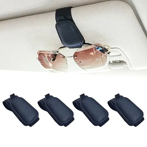 Yuoyar 2 Packs Magnetic Sunglass Holder for Car Visor (4Pcs Black) | Magnetic Interior Car Accessories 