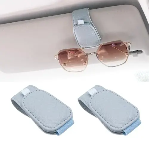 Yuoyar 2 Packs Magnetic Sunglass Holder for Car Visor - Universal Sunglasses Clip for Different Size Eyeglasses - Convenient Interior Car Accessories (Blue) - YUOYAR