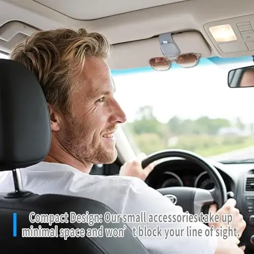 Yuoyar 2 Packs Magnetic Sunglass Holder for Car Visor - Universal Sunglasses Clip for Different Size Eyeglasses - Convenient Interior Car Accessories (Blue) - 6