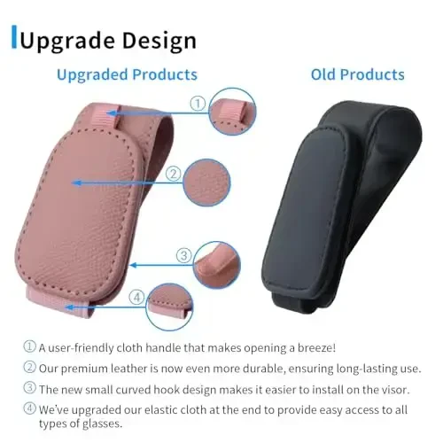 Yuoyar 2 Packs Magnetic Sunglass Holder for Car Visor - Universal Sunglasses Clip for Different Size Eyeglasses - Convenient Interior Car Accessories (Pink) - YUOYAR (1)