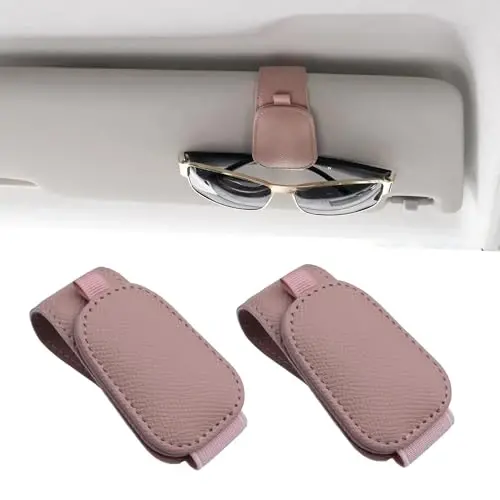 Yuoyar 2 Packs Magnetic Sunglass Holder for Car Visor - Universal Sunglasses Clip for Different Size Eyeglasses - Convenient Interior Car Accessories (Pink) - 1