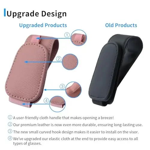 Yuoyar 2 Packs Magnetic Sunglass Holder for Car Visor - Universal Sunglasses Clip for Different Size Eyeglasses - Convenient Interior Car Accessories (Pink) - YUOYAR (1)