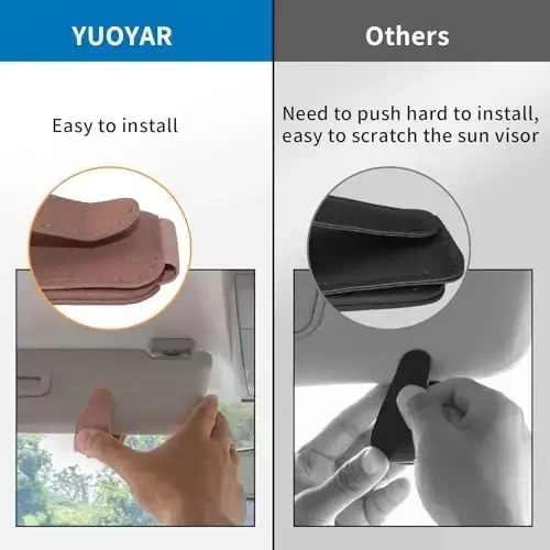 Yuoyar 2 Packs Magnetic Sunglass Holder for Car Visor - Universal Sunglasses Clip for Different Size Eyeglasses - Convenient Interior Car Accessories (Pink) - 3