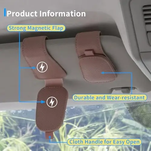 Yuoyar 2 Packs Magnetic Sunglass Holder for Car Visor - Universal Sunglasses Clip for Different Size Eyeglasses - Convenient Interior Car Accessories (Pink) - 4