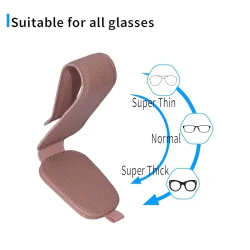 Yuoyar 2 Packs Magnetic Sunglass Holder for Car Visor - Universal Sunglasses Clip for Different Size Eyeglasses - Convenient Interior Car Accessories (Pink) - 5
