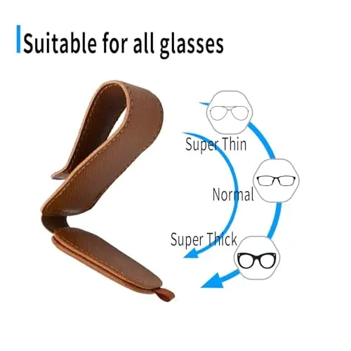 Yuoyar 2 Packs Magnetic Sunglass Holder for Car Visor - Universal Sunglasses Clip for Different Size Eyeglasses - Convenient Interior Car Accessories (Brown) - 5