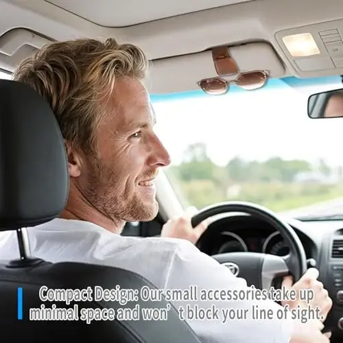 Yuoyar 2 Packs Magnetic Sunglass Holder for Car Visor - Universal Sunglasses Clip for Different Size Eyeglasses - Convenient Interior Car Accessories (Brown) - 6