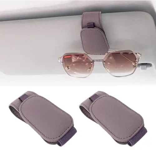 Yuoyar 2 Packs Magnetic Sunglass Holder for Car Visor - Universal Sunglasses Clip for Different Size Eyeglasses - Convenient Interior Car Accessories (Purple) - 1