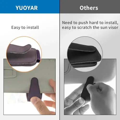 Yuoyar 2 Packs Magnetic Sunglass Holder for Car Visor (Purple) | Magnetic Interior Car Accessories - 2