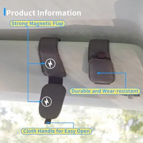 Yuoyar 2 Packs Magnetic Sunglass Holder for Car Visor (Purple) | Magnetic Interior Car Accessories - 3