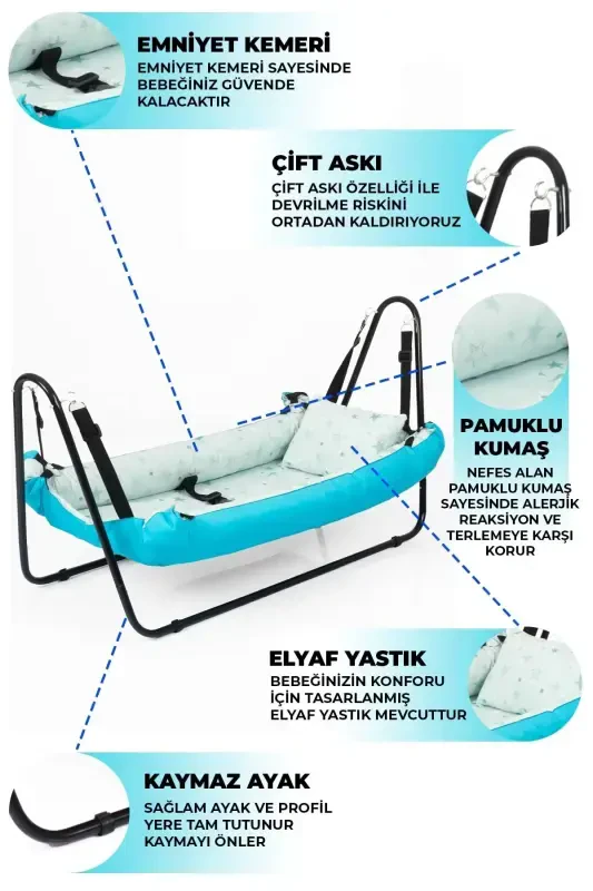 Yupiter Chaqaloq Hamak Turkuaz-Turkuaz - 2