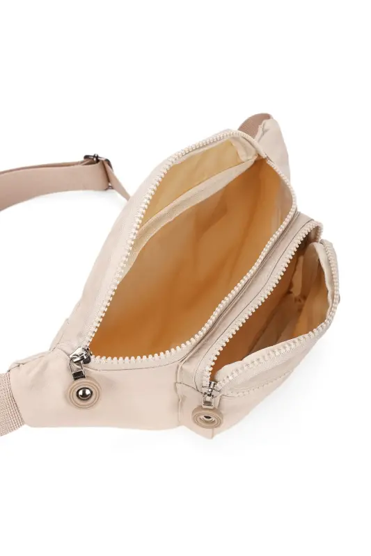 Yuppy Club Crinkle Crossbody Belt Shoulder and Sports Bag-Beige - 4