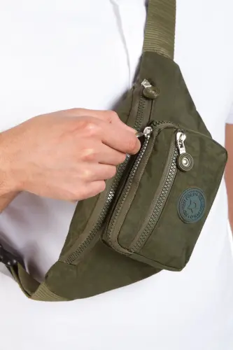 Yuppy Club Krinkıl Çapraz Askılı Bel Omuz Ve Spor Çanta (Siyah ve Haki)-Haki - 4