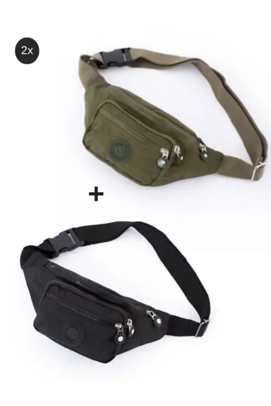 Yuppy Club Krinkıl Çapraz Askılı Bel Omuz Ve Spor Çanta (Siyah ve Haki)-Haki - NEWISH POLO