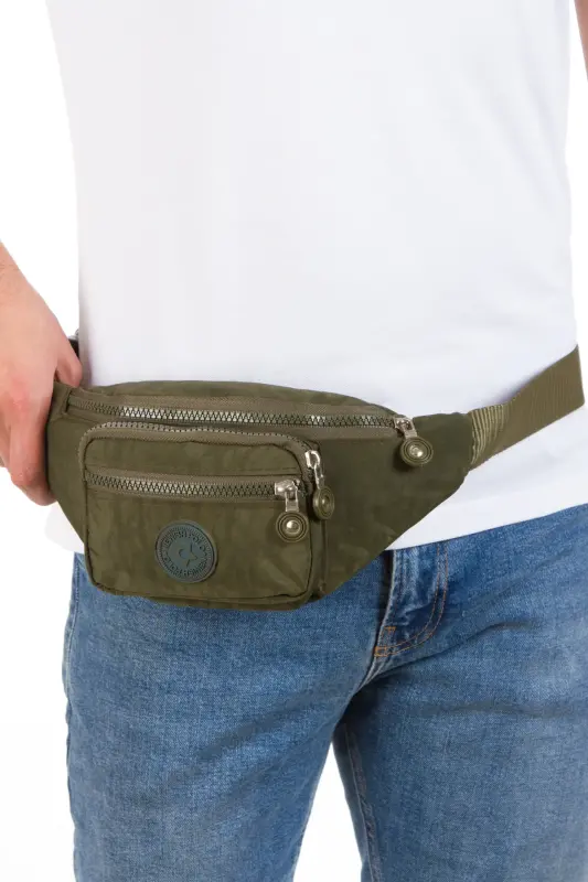 Yuppy Club Krinkıl Çapraz Askılı Bel Omuz Ve Spor Çanta (Siyah ve Haki)-Haki - 3