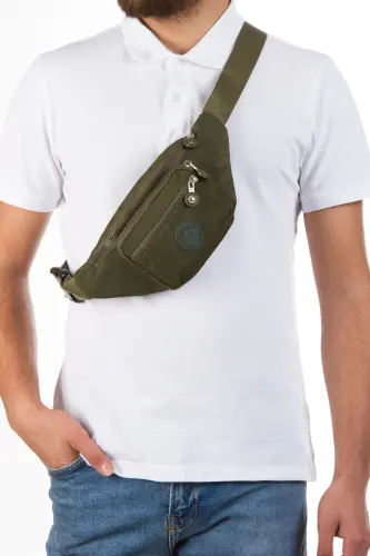 Yuppy Club Krinkıl Çapraz Askılı Bel Omuz Ve Spor Çanta (Siyah ve Haki)-Haki - 2