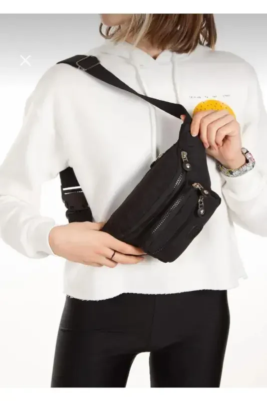 Yuppy Club Unisex Crinkle Crossbody Belt Shoulder And Sports Bag-black - 2