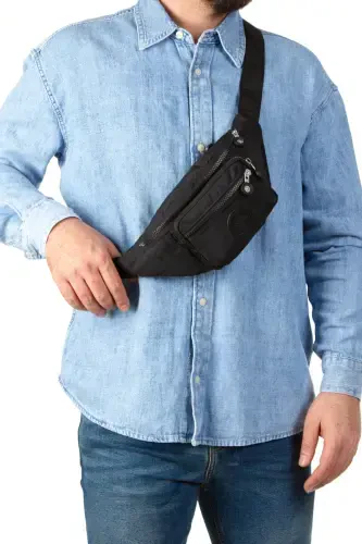 Yuppy Club Unisex Crinkle Crossbody Belt Shoulder And Sports Bag-black - 8