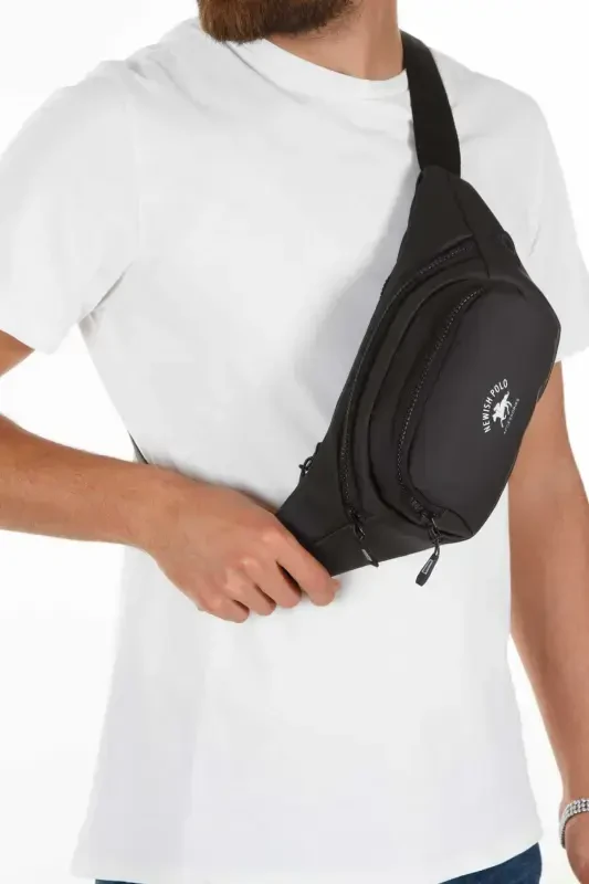 Yuppy Club Unisex Krinkıl Çapraz Askılı Bel Omuz Ve Spor Çanta-Düz Sİyah - NEWISH POLO