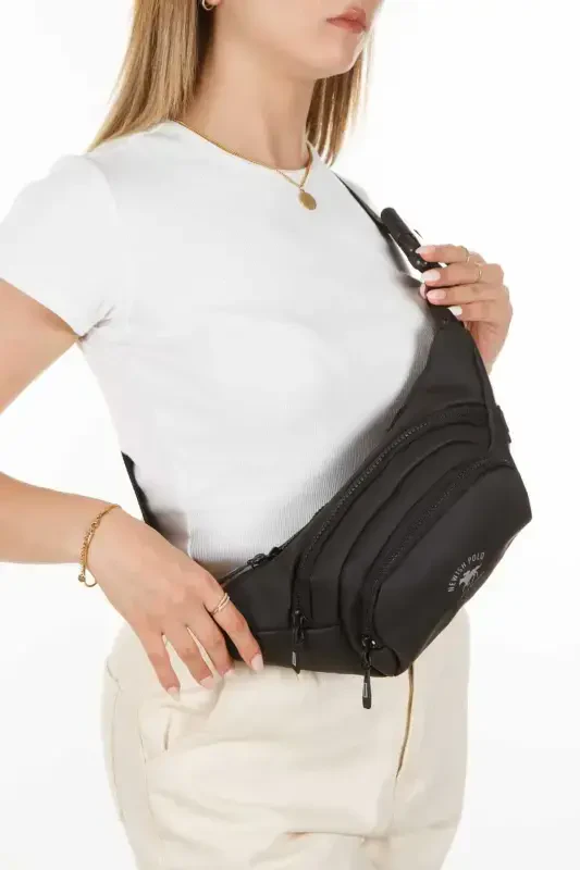 Yuppy Club Unisex Krinkıl Çapraz Askılı Bel Omuz Ve Spor Çanta-Düz Sİyah - 3