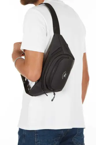 Yuppy Club Unisex Krinkıl Çapraz Askılı Bel Omuz Ve Spor Çanta - Düz Sİyah - NEWISH POLO (1)