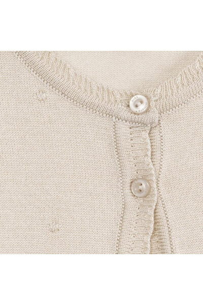 Yupqa triko qiz chaqaloq pomponli ko'ylagi bej - 3