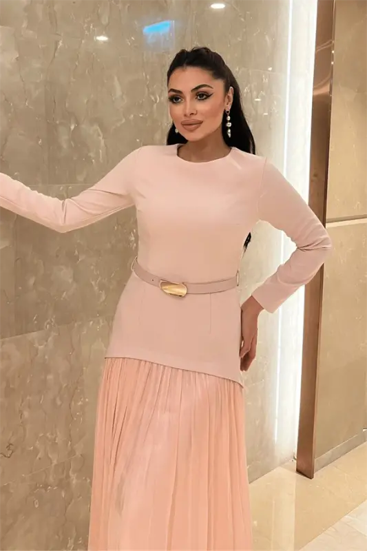 Yuqori Atlas Pastki Shifon Mato Ko'ylak - PUSHTI - 3