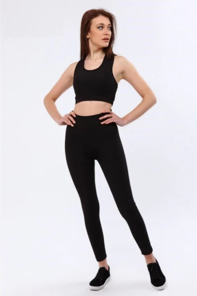 Yuqori bel bilan shakllantiruvchi qovurg'ali leggings - PURİFİCADO